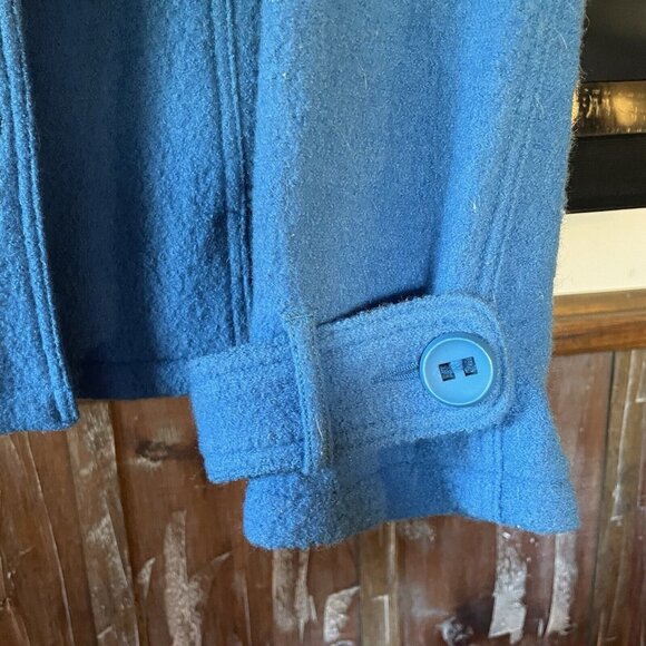 TRIA Women's Button Up Jacket Turquoise Blue Wool Size Large - Picture 3 of 6
